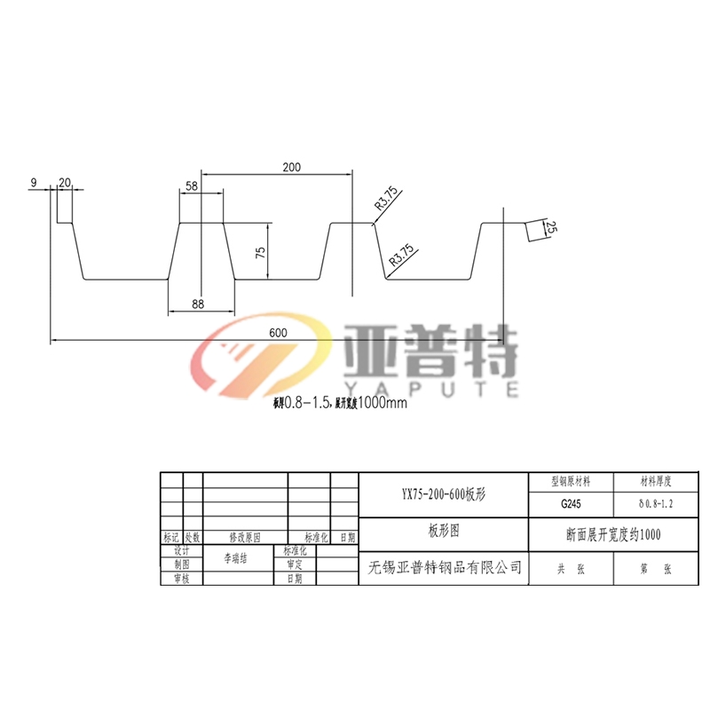 浙江YX75-200-600板形